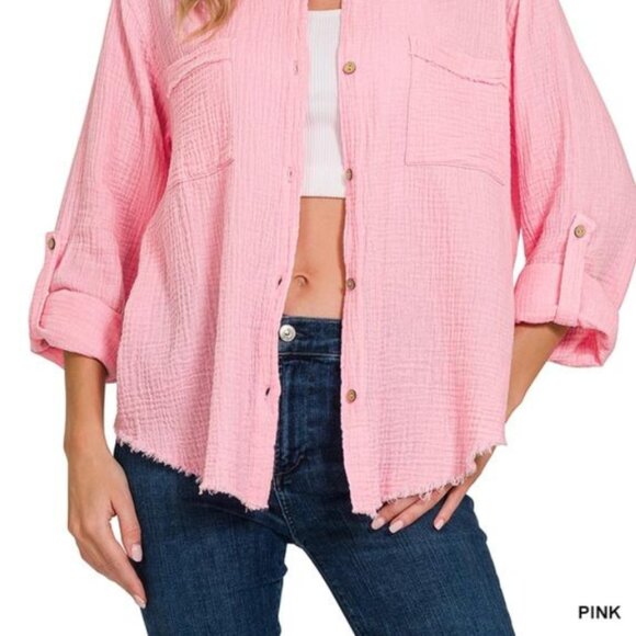 Zenana Satin Button Down Shirt main image 1